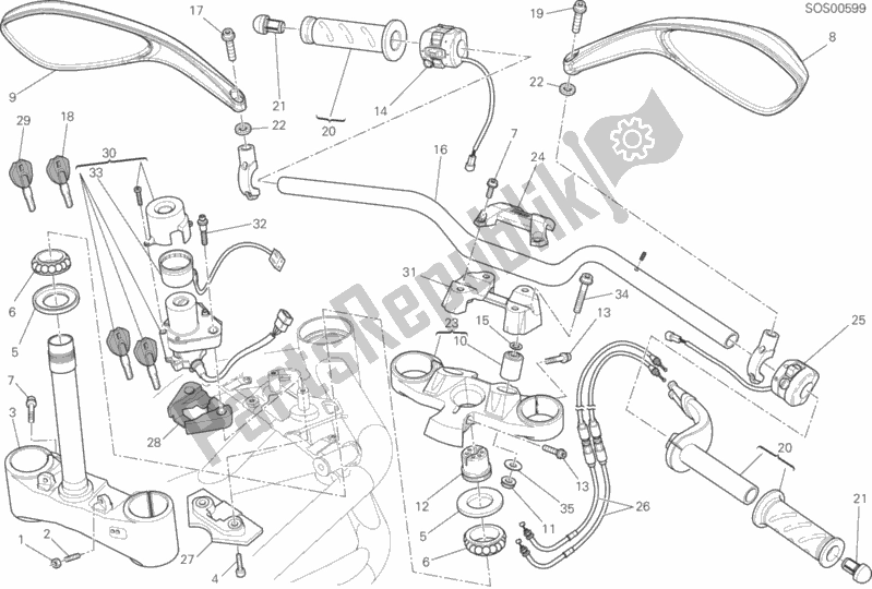 Tutte le parti per il Manubrio del Ducati Streetfighter 848 USA 2015